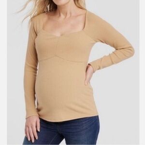 (See Description) ISABEL BY INGRID & ISABEL Maternity Ribbed Corsetry Top